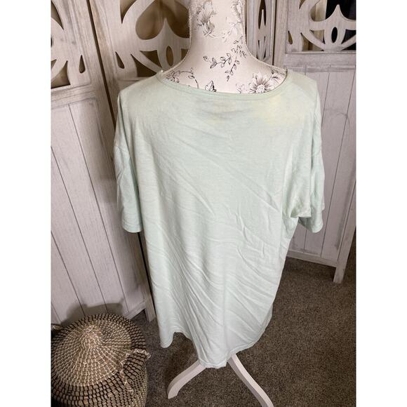 Vintage 90's Hawaii Floral Flowers One Size T Shirt Light Green Vtg Happy Shirts - Picture 2 of 8